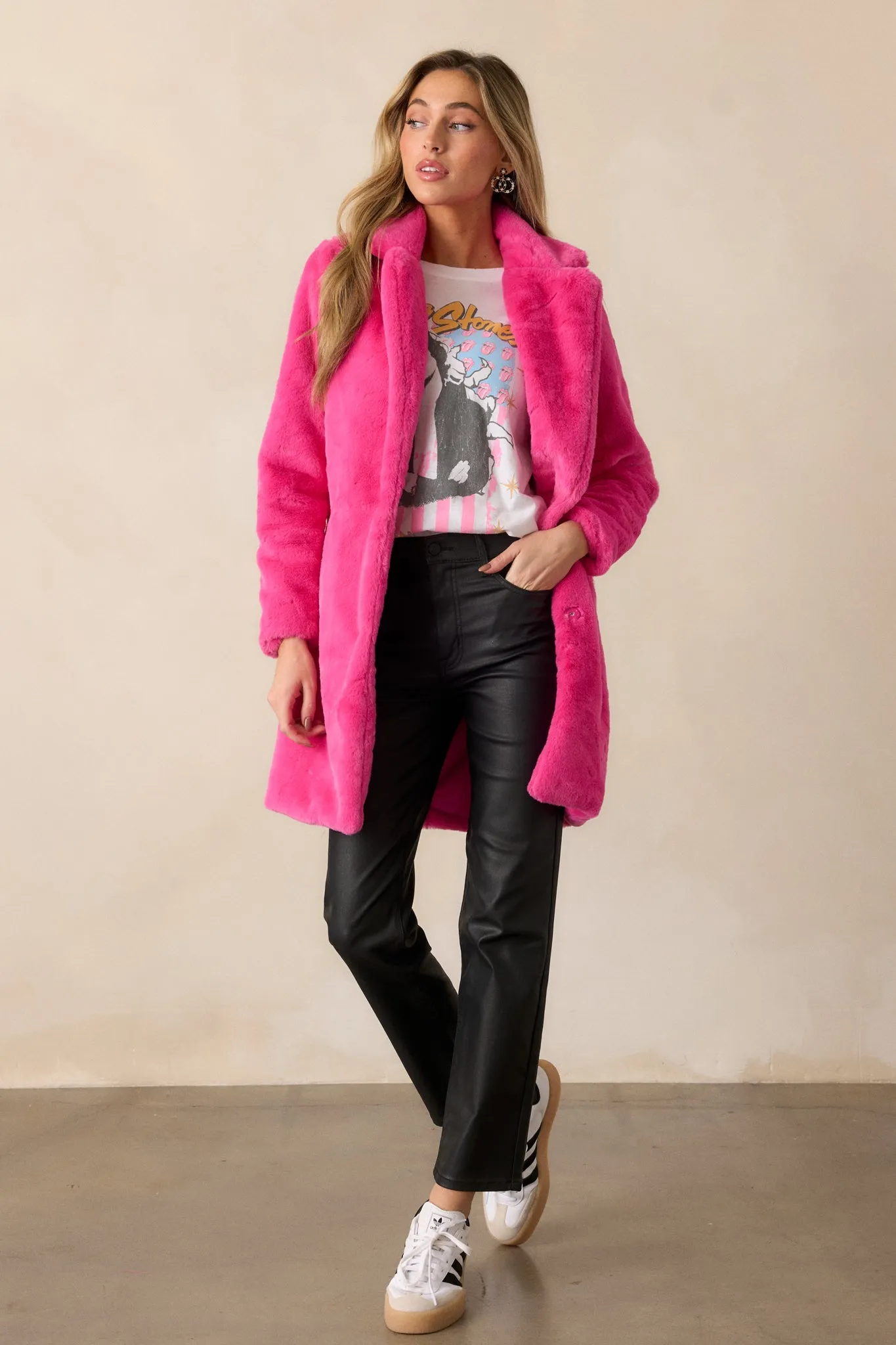 Breath of Fresh Air Hot Pink Faux Fur Coat