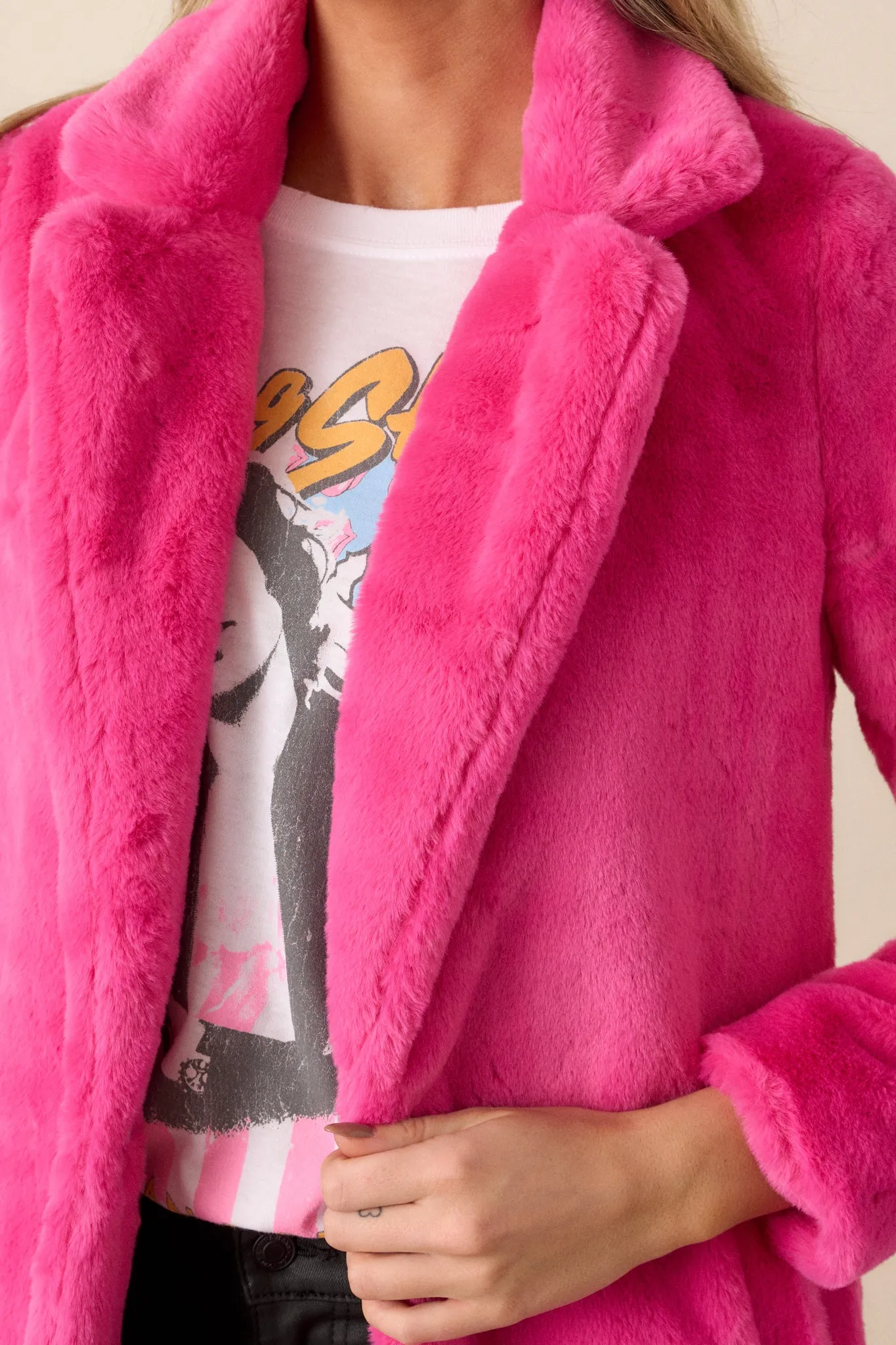 Breath of Fresh Air Hot Pink Faux Fur Coat