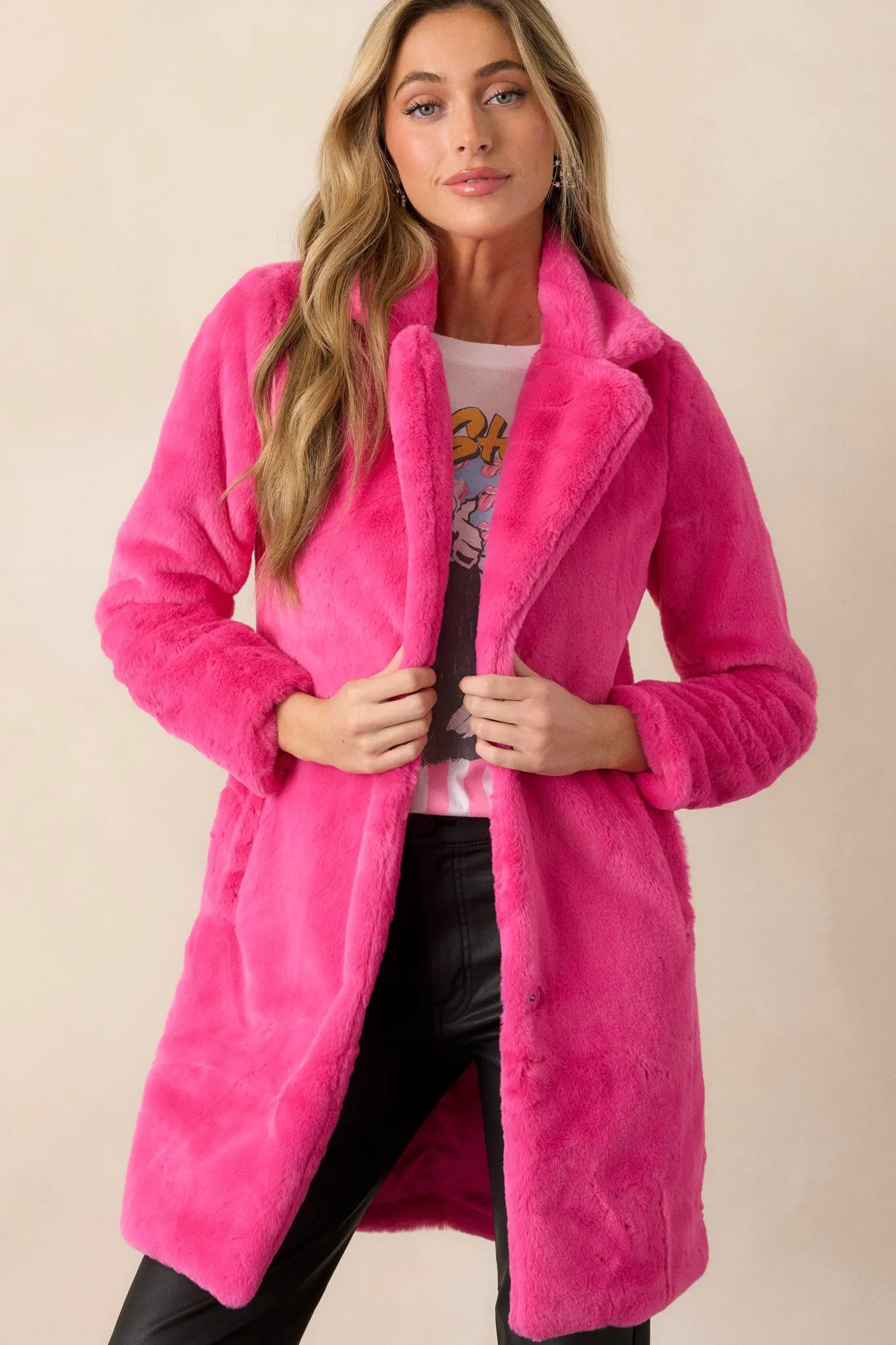 Breath of Fresh Air Hot Pink Faux Fur Coat