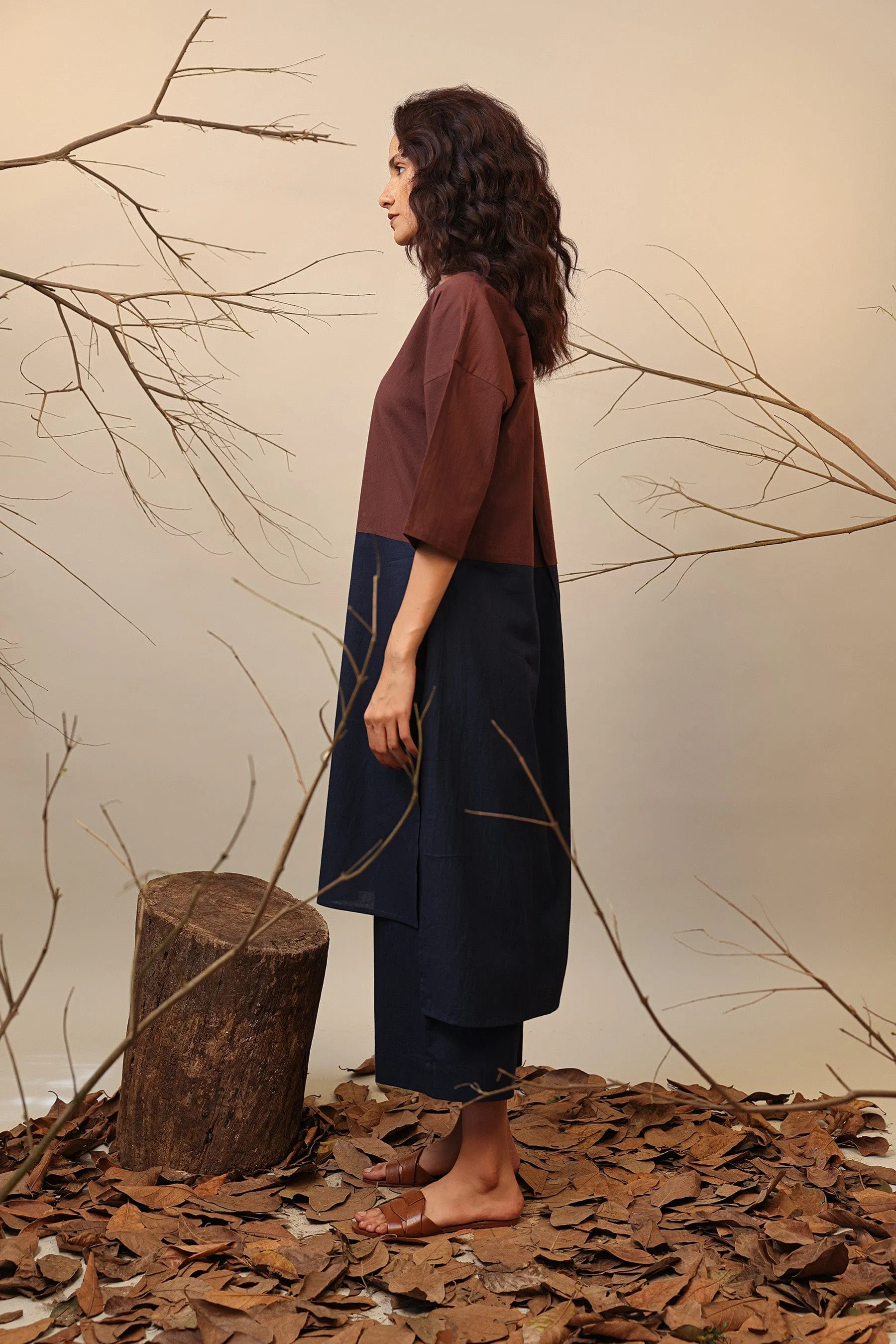 Brown & Blue Dual Ruka Tunic