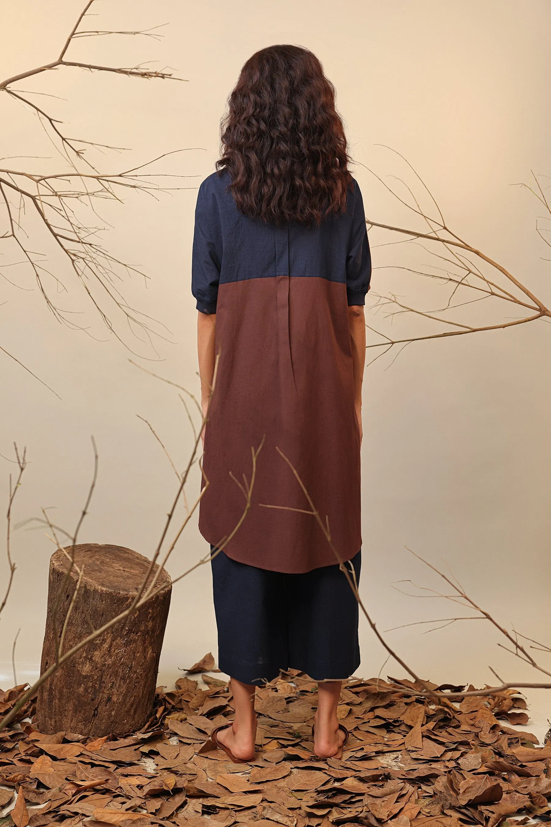 Brown & Blue Shirt Tunic