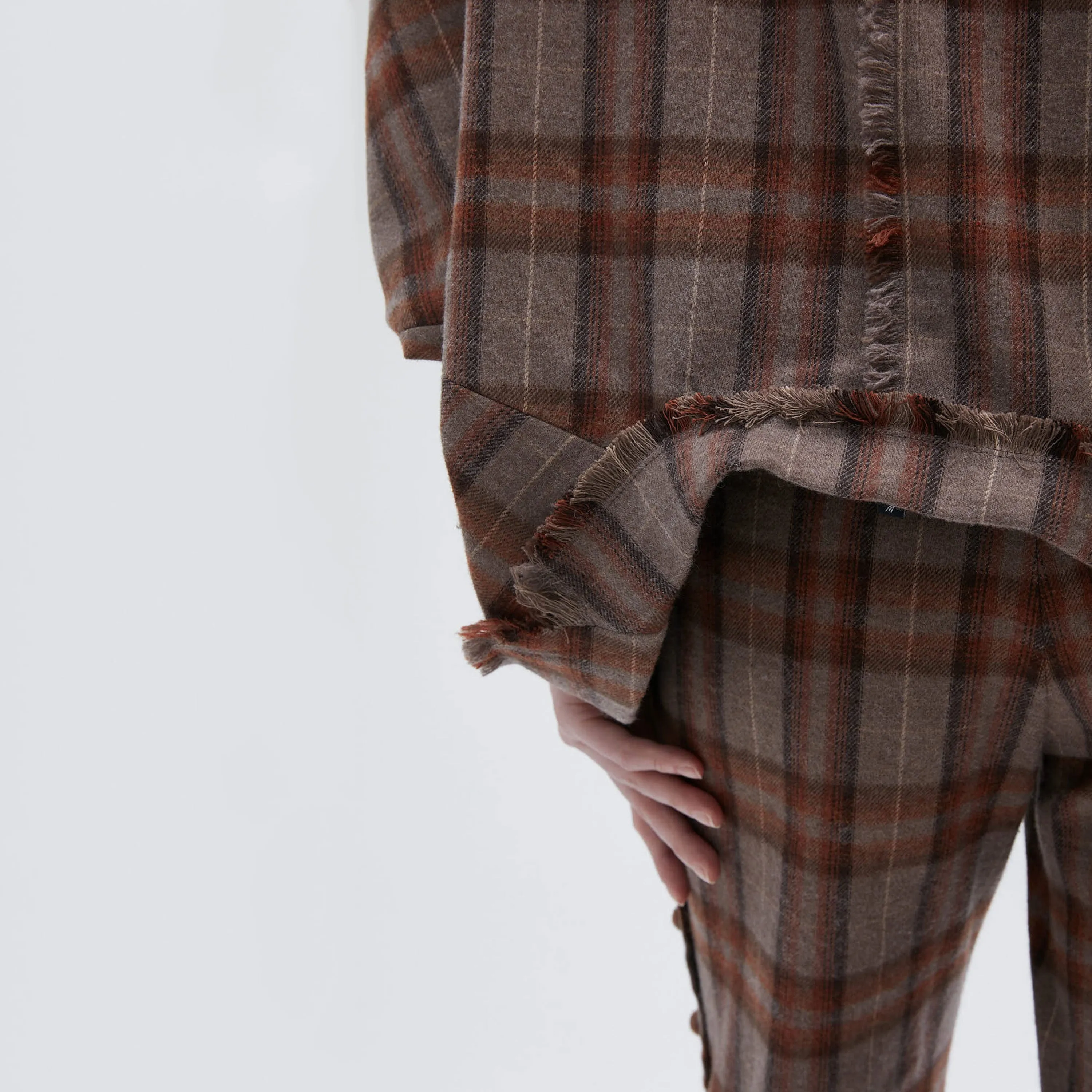 Brown checked short coat