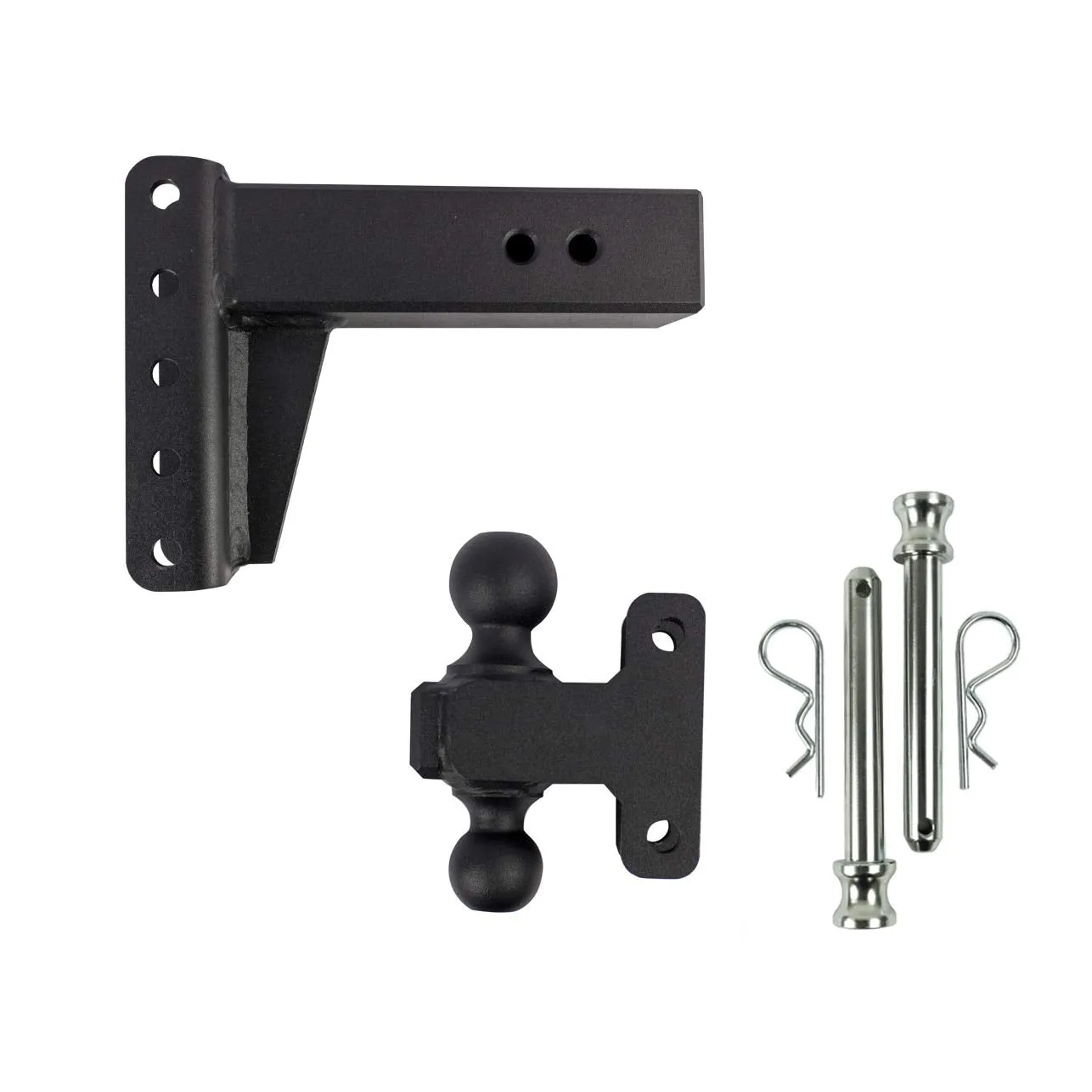 BulletProof Hitches 3.0" Adjustable Extreme Duty (36,000lb Rating) 10" Drop/Rise Trailer Hitch with 2" and 2 5/16" Dual Ball (Black Textured Powder Coat, Solid Steel)