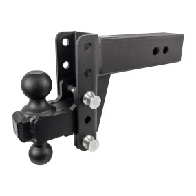 BulletProof Hitches 3.0" Adjustable Extreme Duty (36,000lb Rating) 6" Drop/Rise Trailer Hitch with 2" and 2 5/16" Dual Ball (Black Textured Powder Coat, Solid Steel)