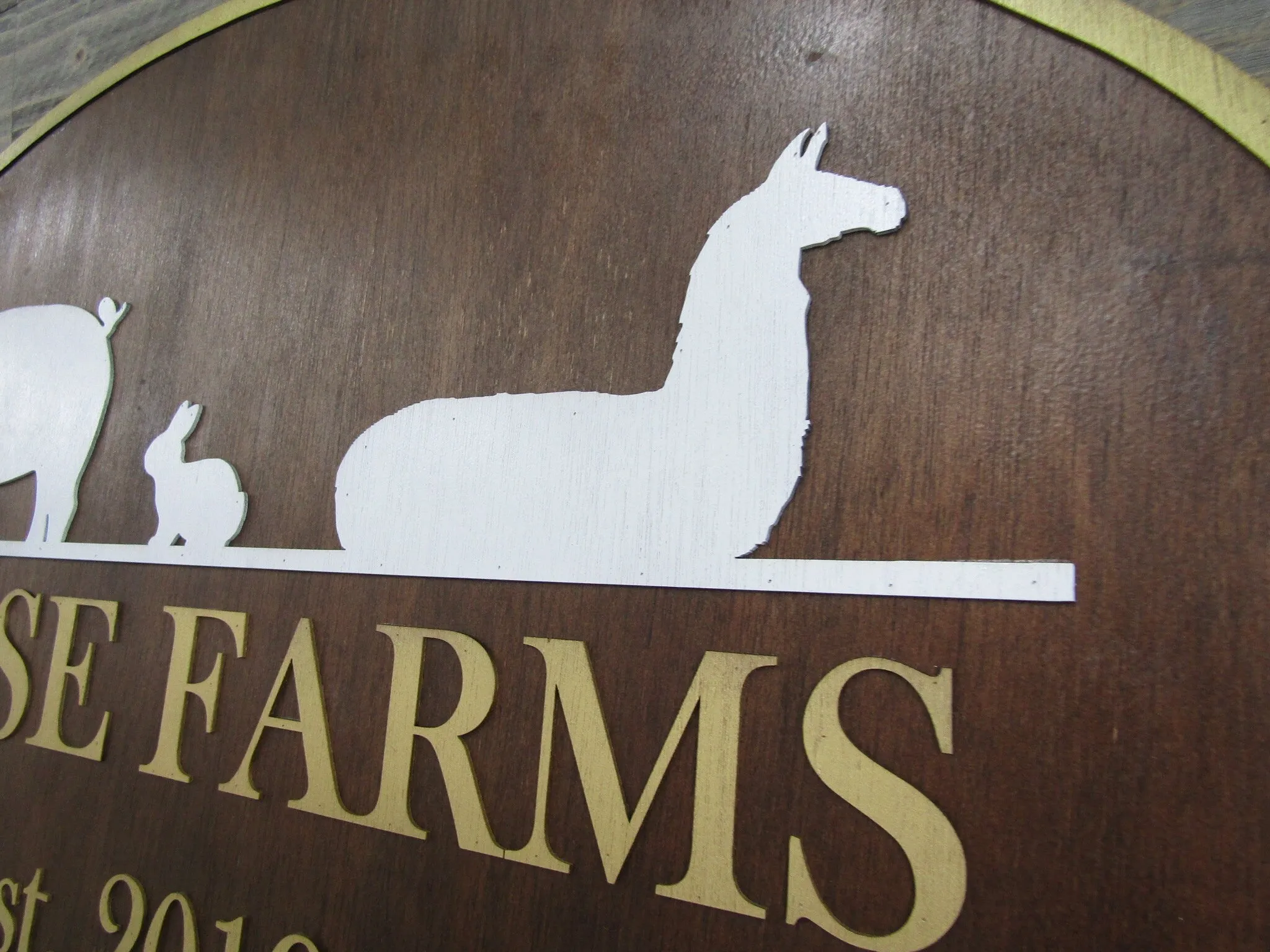 Business Sign Oval 3D Large Custom Hobby Farm Llama Rabbit Pig Indoor Outdoor Your Logo Homestead Laser Cut Wooden Sign Farmhouse