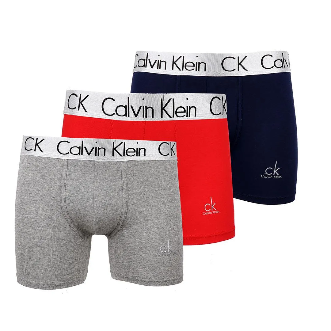 Calvin Klein Crested 3 IN 1 Pack Blue or Black Red and Grey Boxers