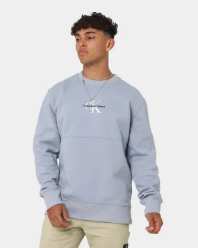 Calvin Klein Monogram Logo Crewneck Silver Sky