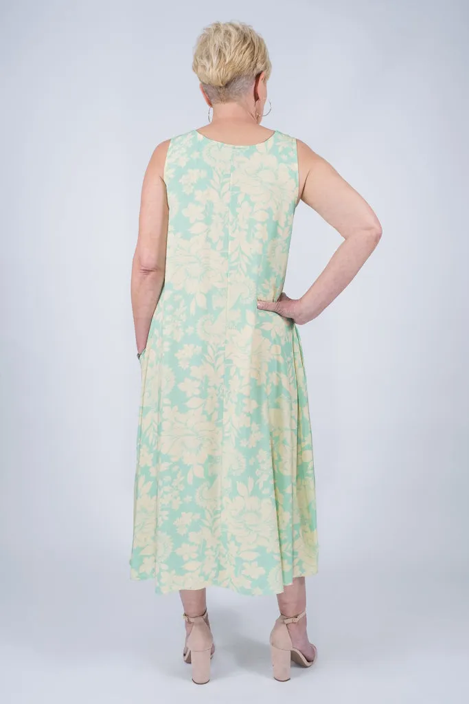 Cara Floral Viscose Slit Dress (DT115F)