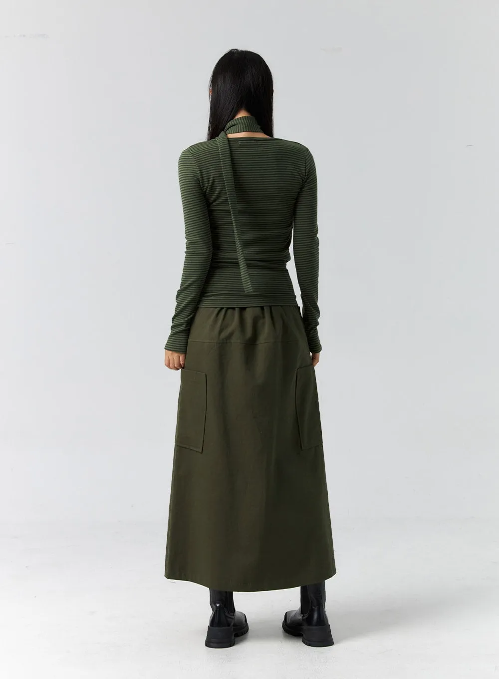 Cargo Slit Maxi Skirt CS305