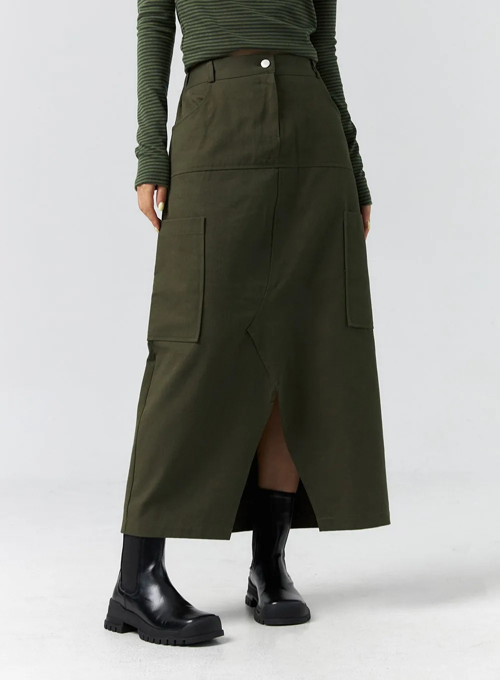 Cargo Slit Maxi Skirt CS305