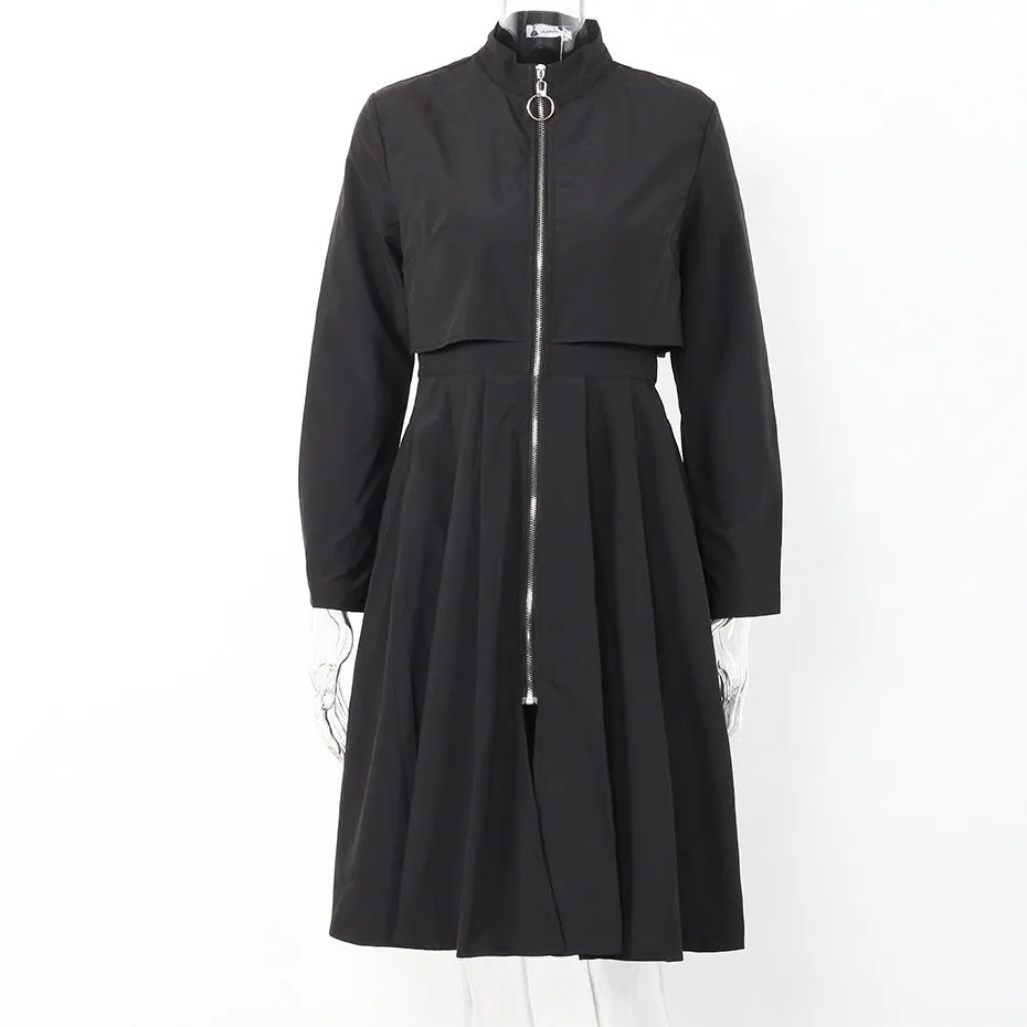 Casual Long Zippered Trench Coat