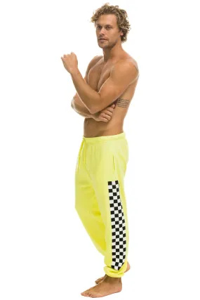 CHECK LEG SWEATPANTS - NEON YELLOW