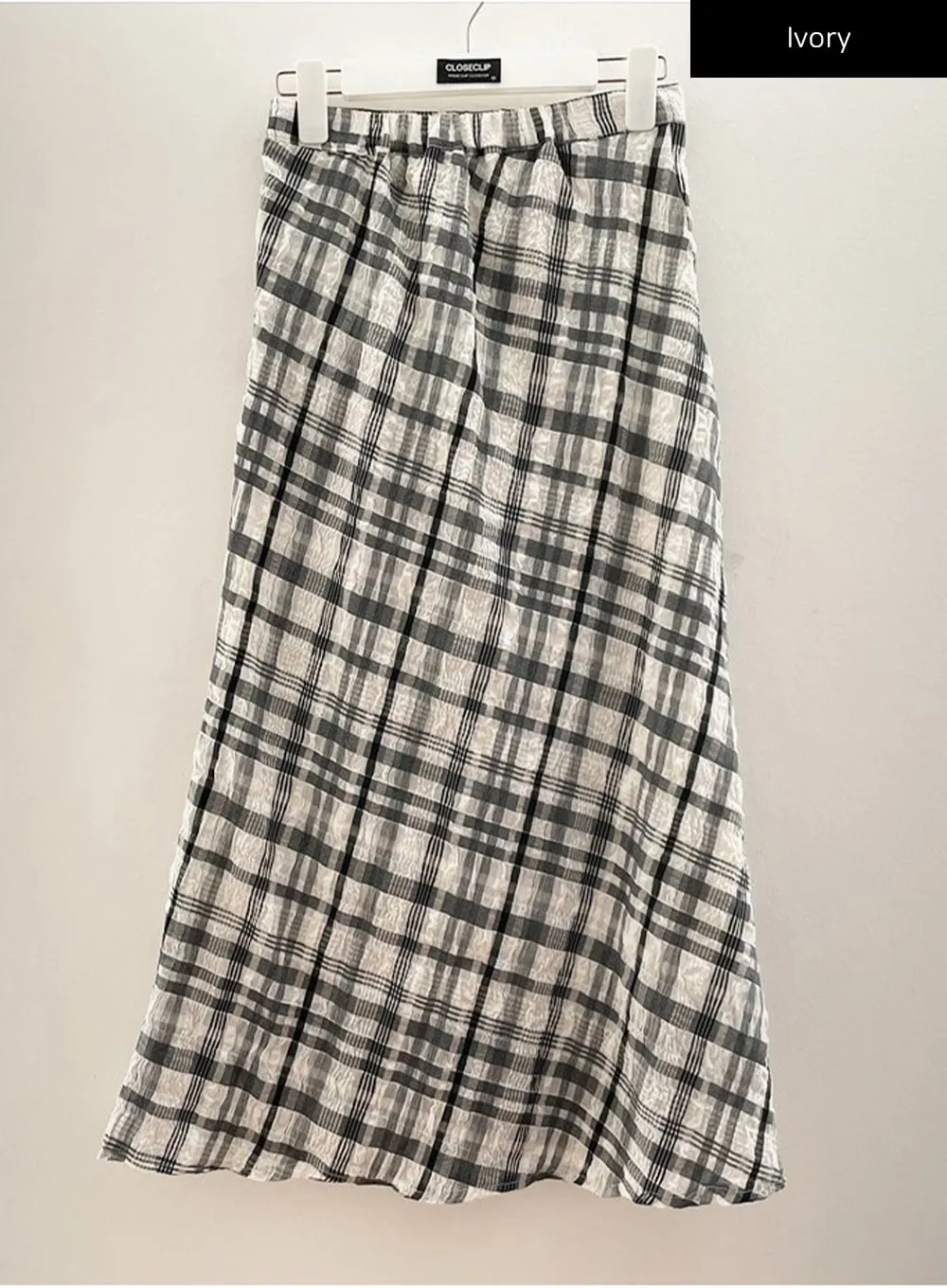 Checked Pattern Maxi Flare Skirt