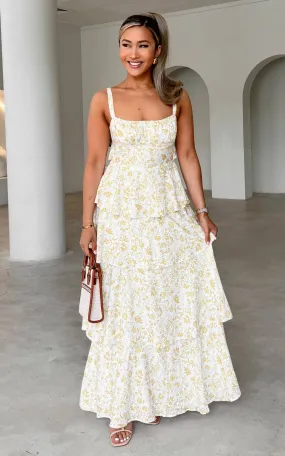 Cheshire Maxi Dress - Mustard Yellow Floral