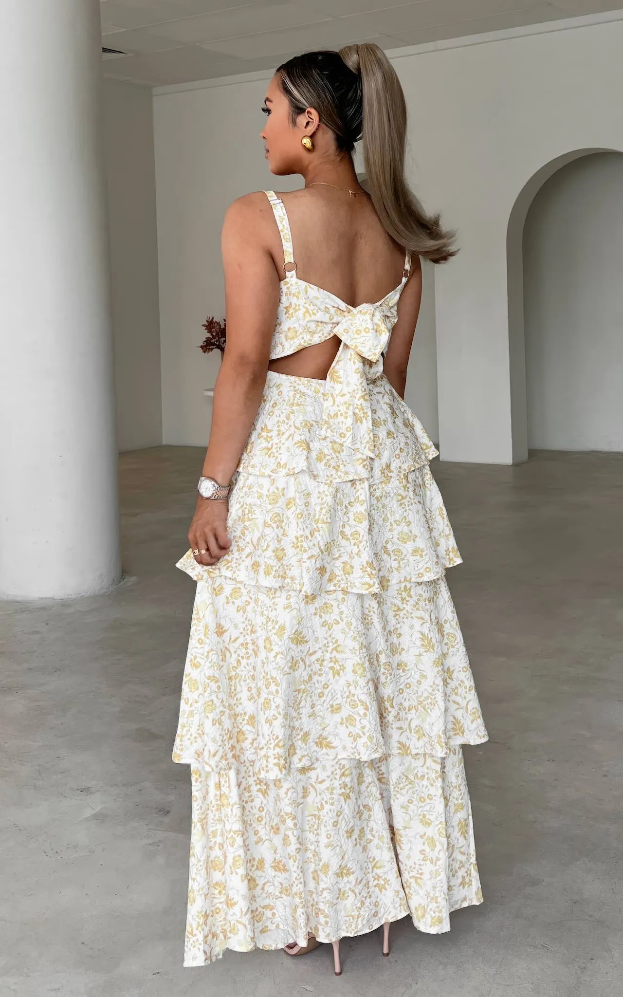 Cheshire Maxi Dress - Mustard Yellow Floral