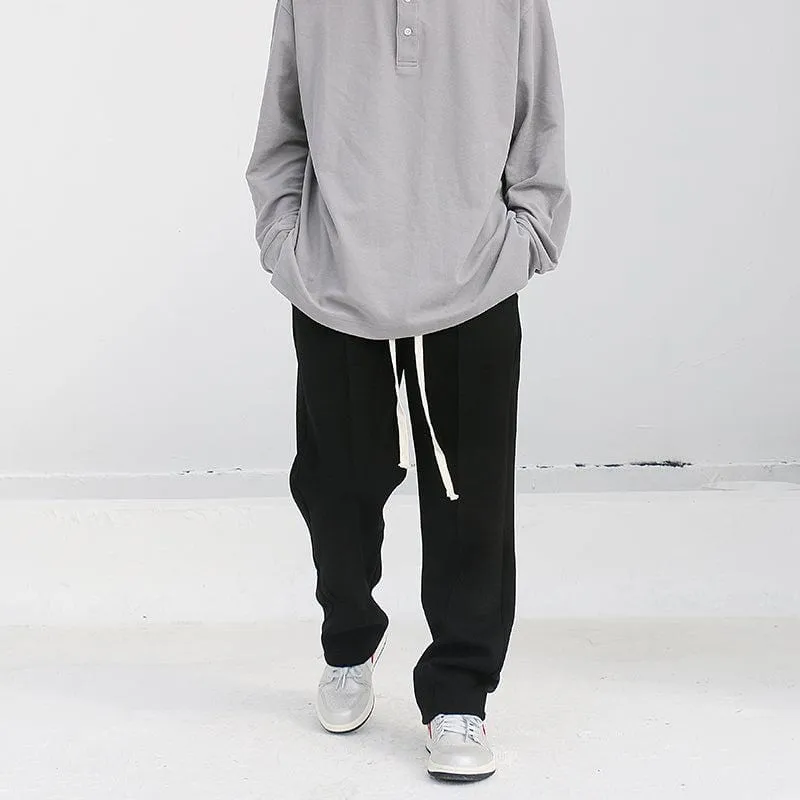 Chicmy-Korean style, Korean men's outfit, minimalist style, street fashion DRAWSTRING STRAIGHT SWEATPANTS