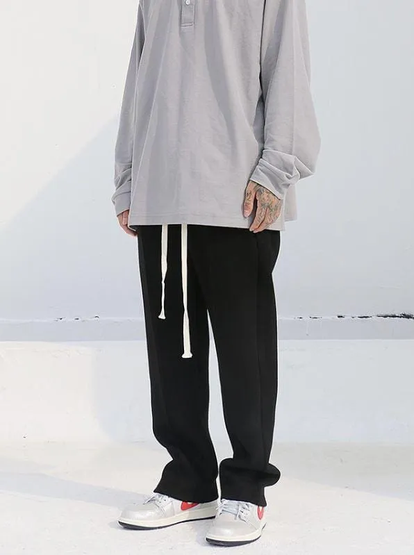 Chicmy-Korean style, Korean men's outfit, minimalist style, street fashion DRAWSTRING STRAIGHT SWEATPANTS