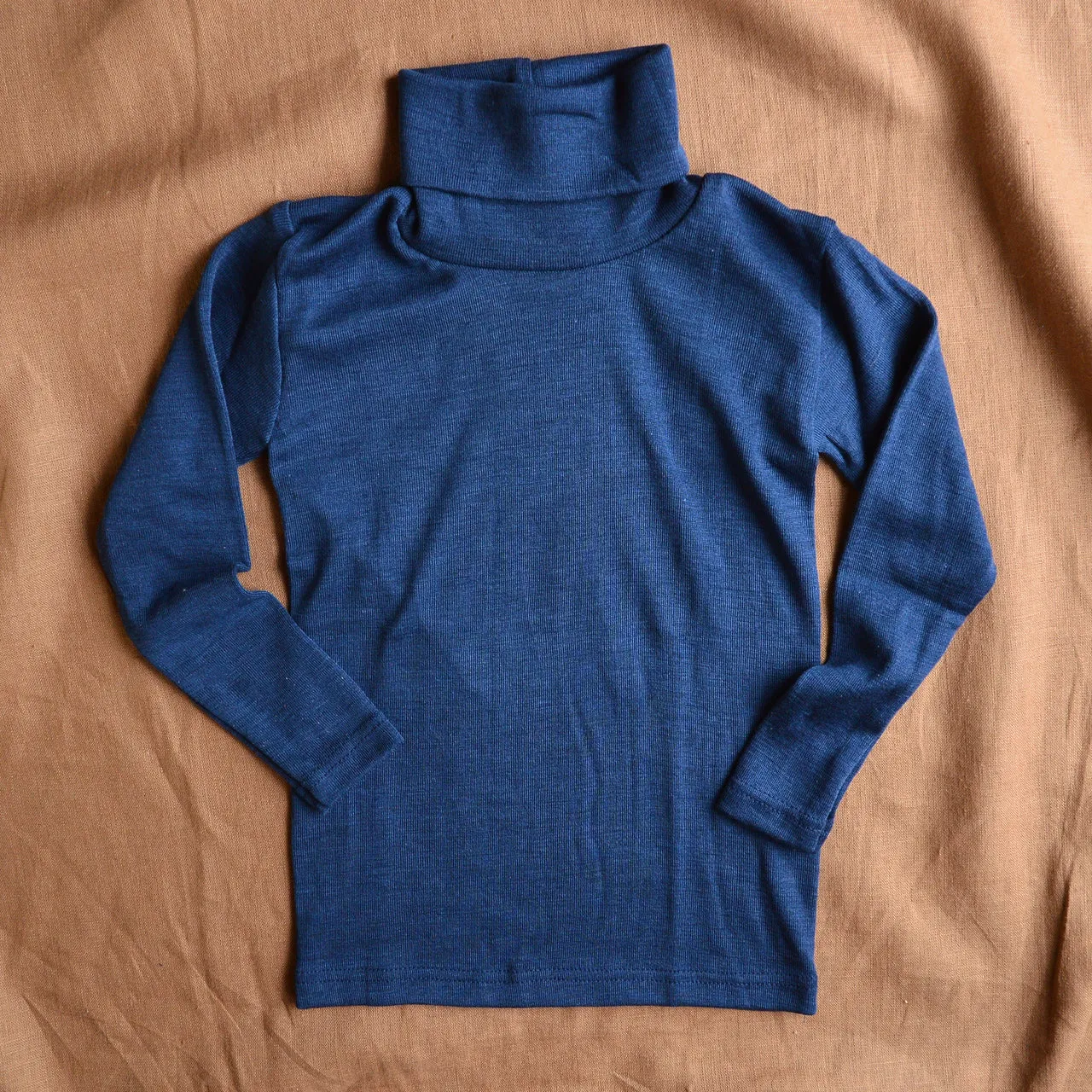 Child's Turtleneck in Organic Wool/Silk - Marine (1-12y) *Last One!