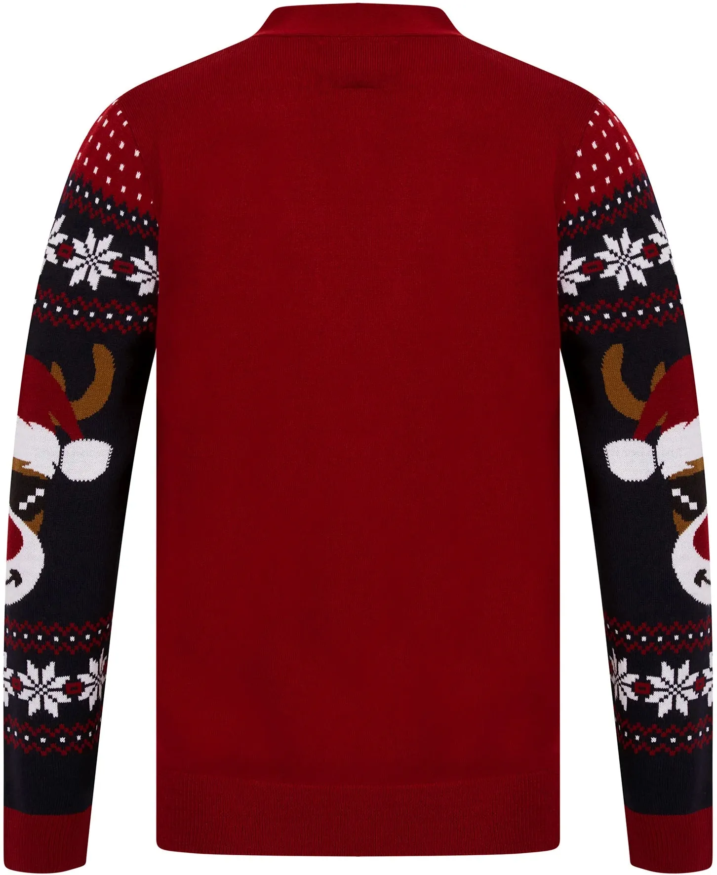 Christmas Deer Festive Pattern Mens Christmas Cardigan - Red