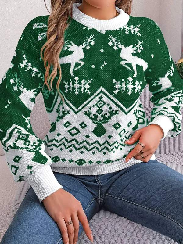 Christmas Theme Reindeers Knit Sweater