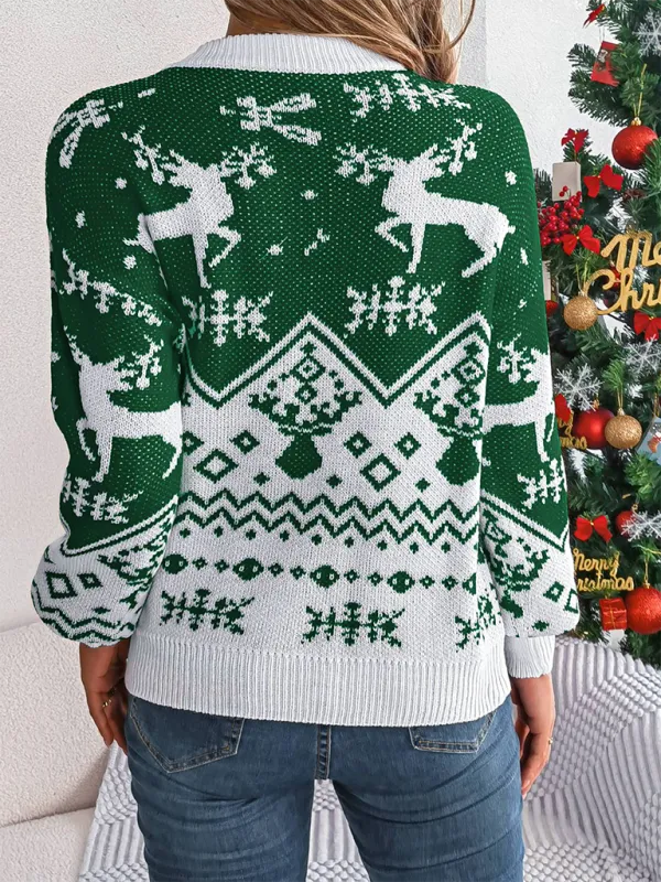 Christmas Theme Reindeers Knit Sweater