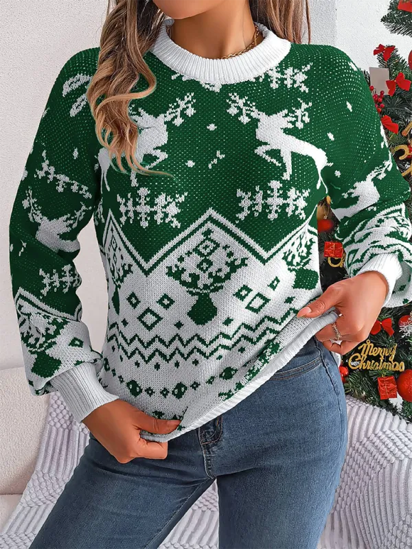 Christmas Theme Reindeers Knit Sweater