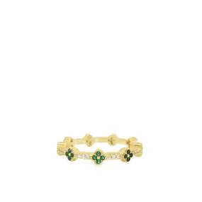 Clover Vermeil Ring In Emerald