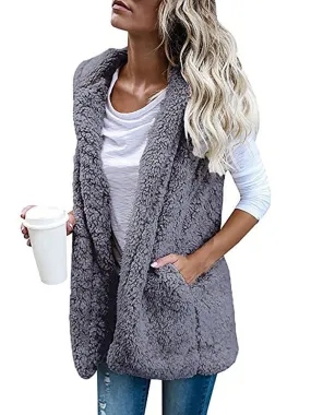 Coats Solid Color Sleeveless Cashmere Vest Coat for Women