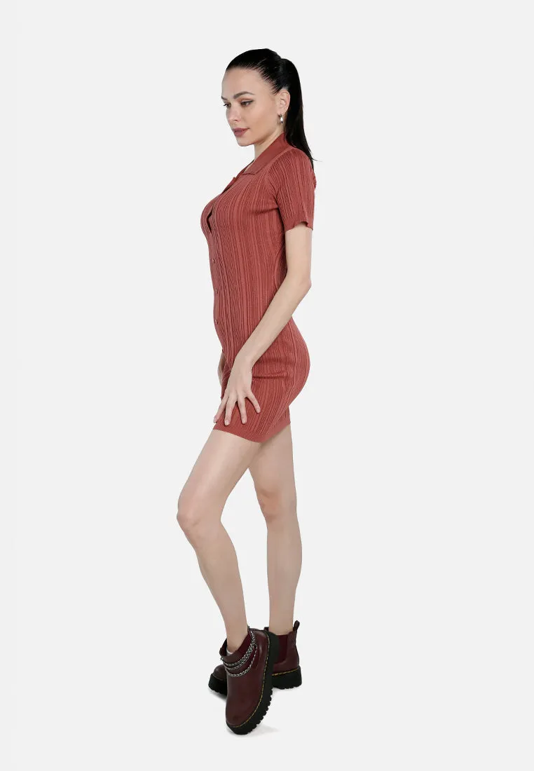 Collared Bodycon Sweater Dress