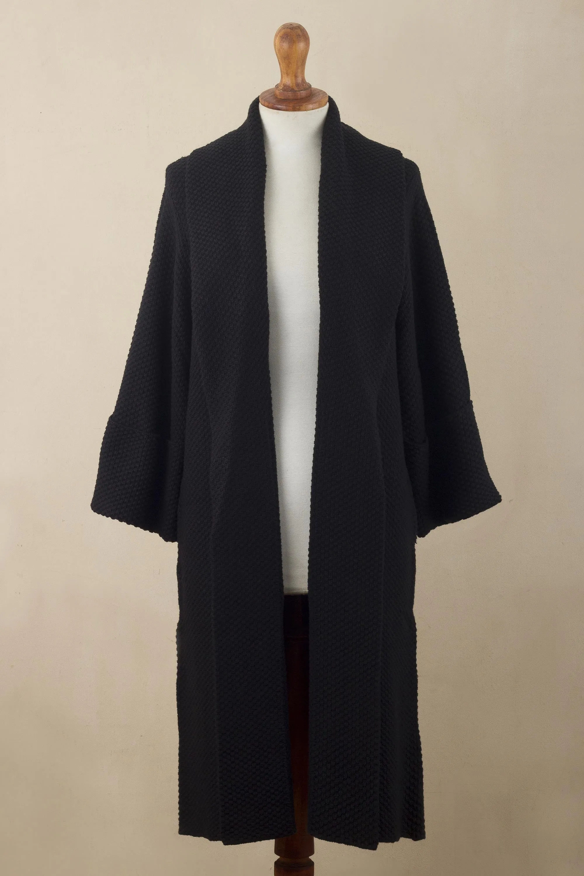 Constant Companion in Black Knit Black Sweater Coat with Belt