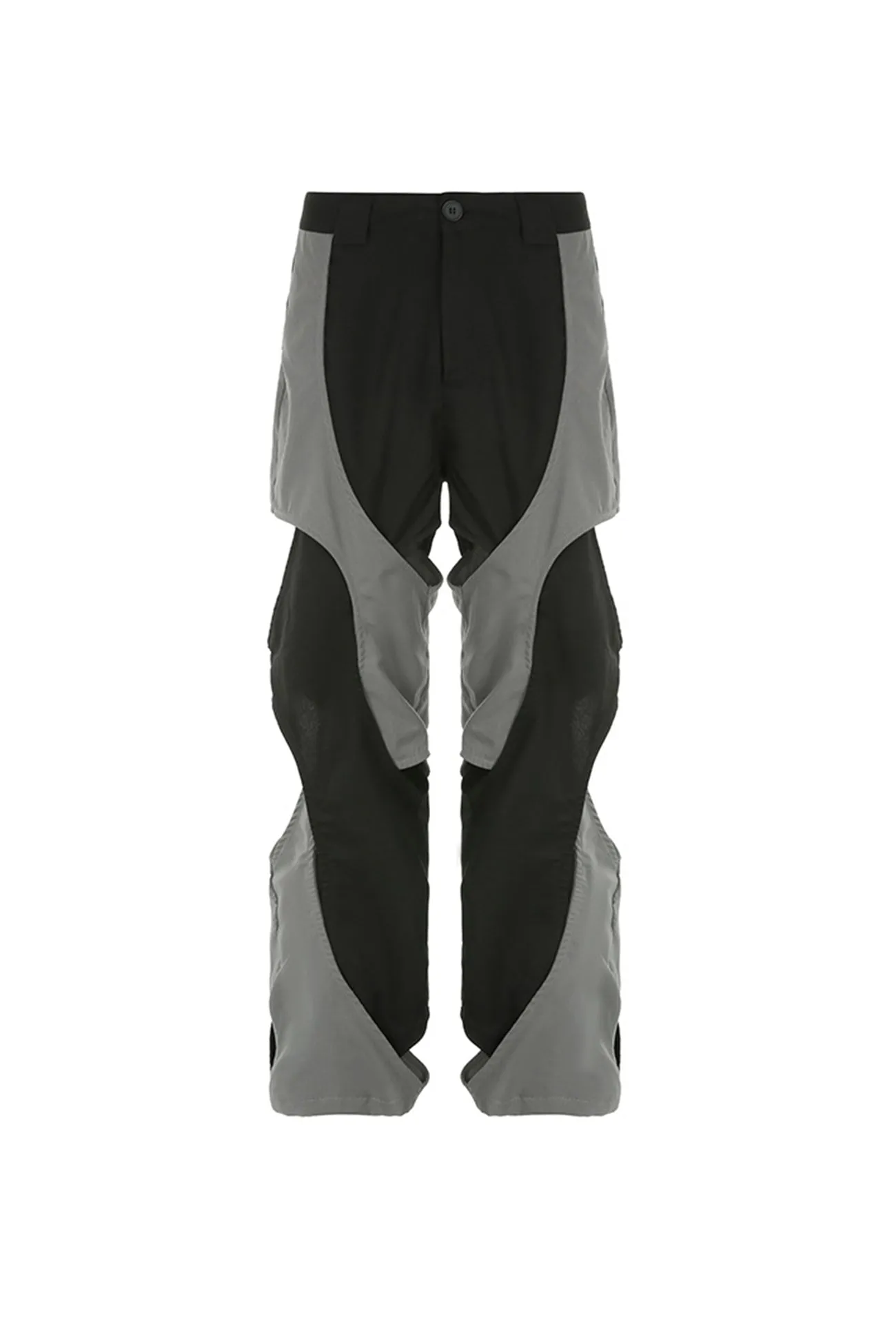 Contrast Cutout Patchwork Low-waisted Straight Long Pants