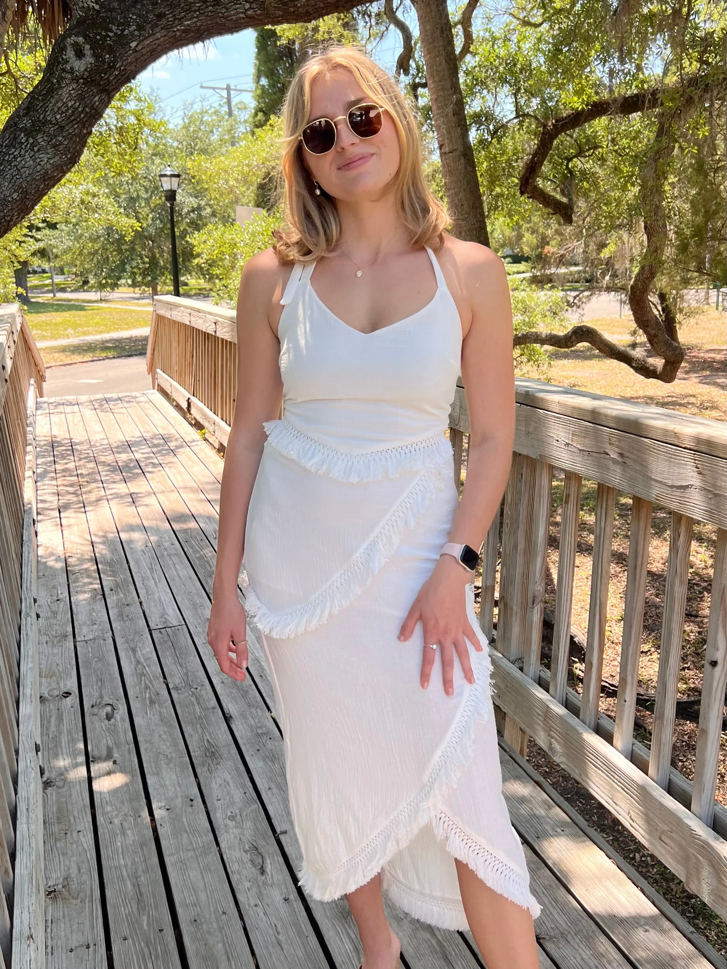 CORY FRINGE MAXI SKIRT IN WHITE