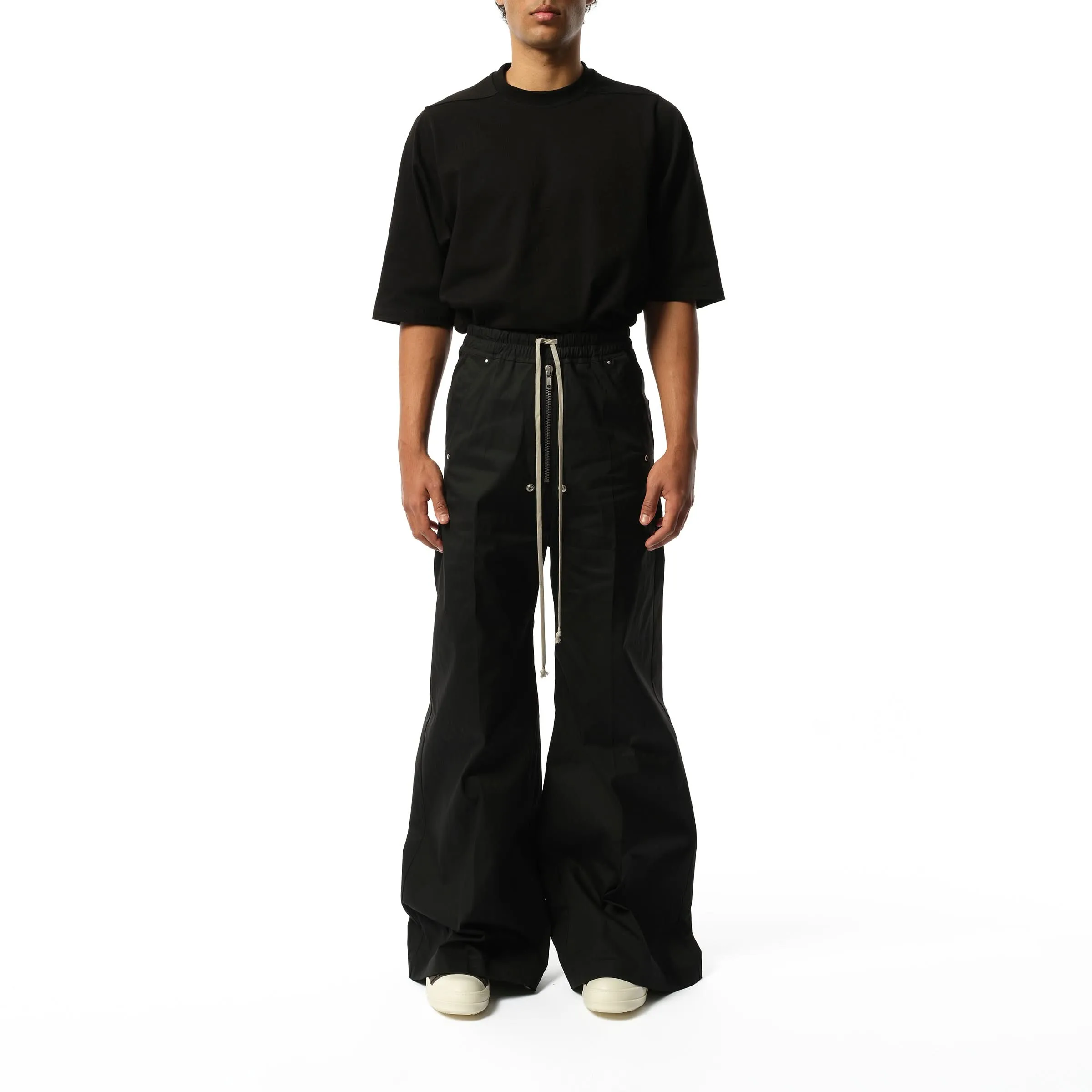 Cotton Poplin Wide Bela Pants in Black