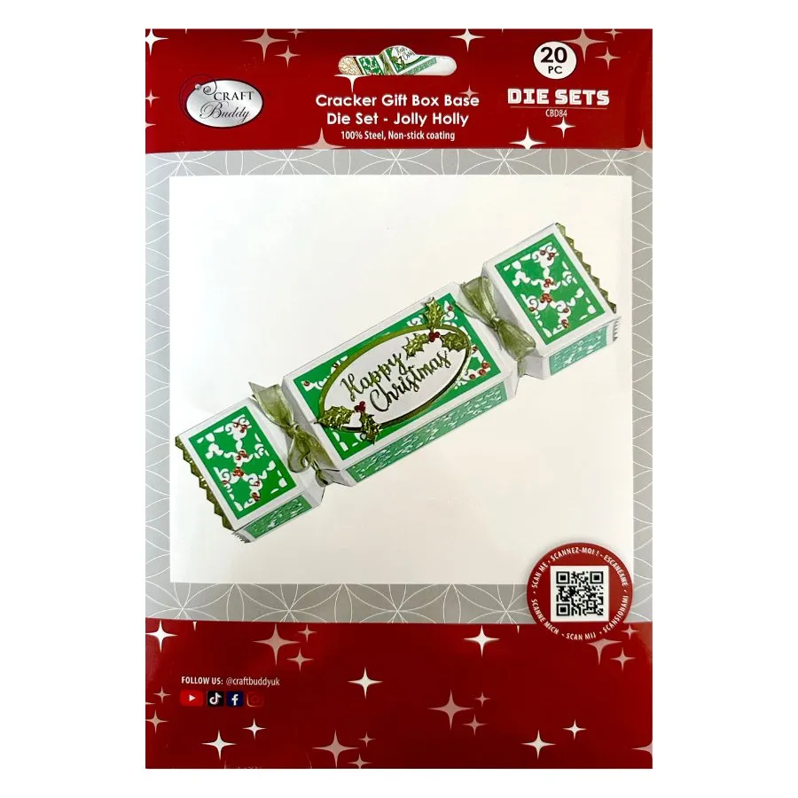 Craft Buddy "Jolly Holly" Cracker Gift Box Base Die Set