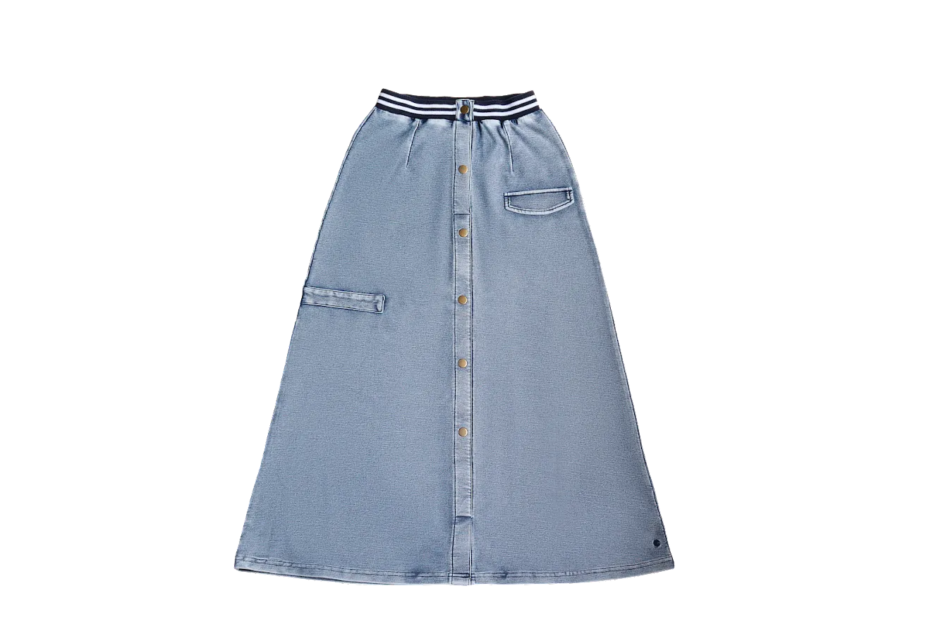 Crew Kids Light Blue Denim Button Down Maxi Skirt