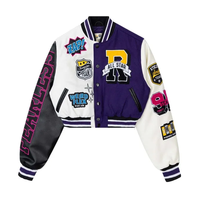 Cropped All Star Varsity Jacket - Purple