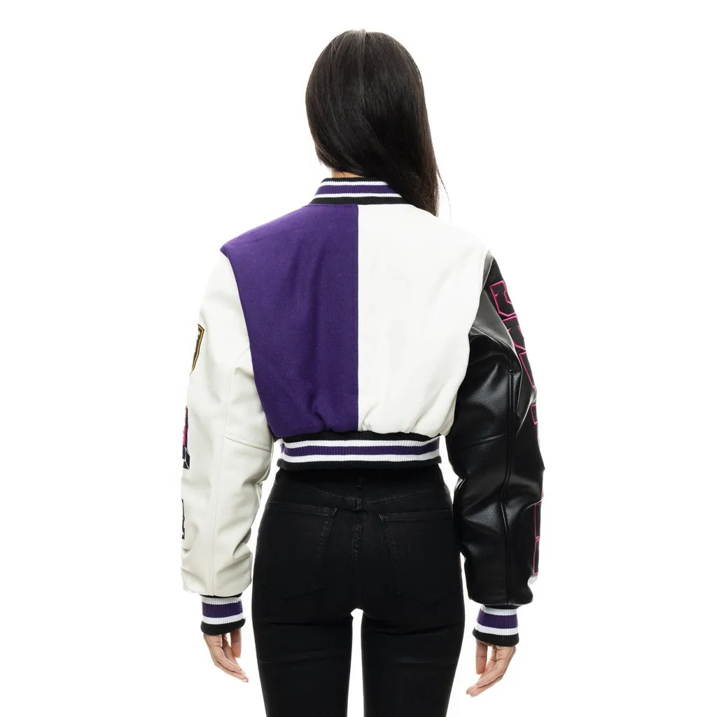 Cropped All Star Varsity Jacket - Purple