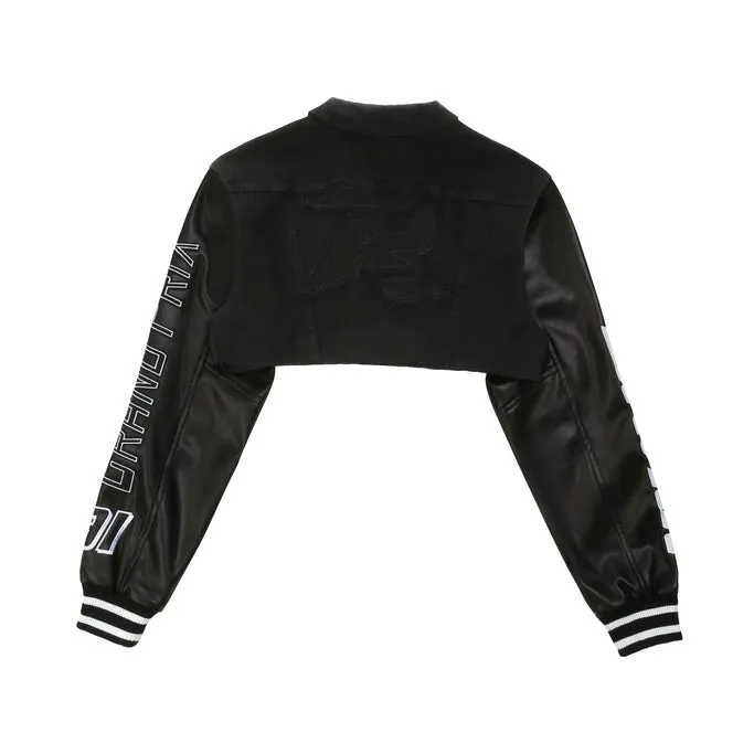 Cropped Jean Racing Jacket - Deep Black