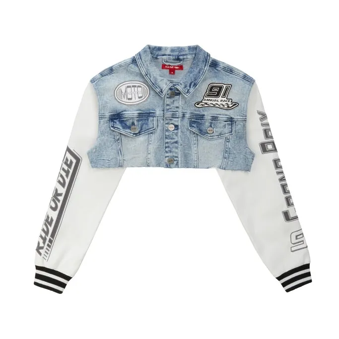 Cropped Jean Racing Jacket - Lowell Blue