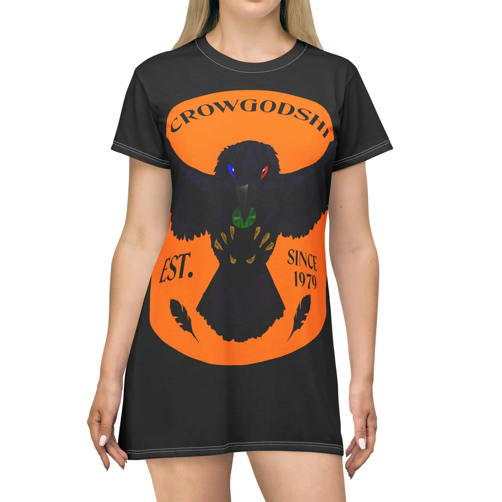 Crowgodshi Symbol T-Shirt Dress, ORANGE LOGO