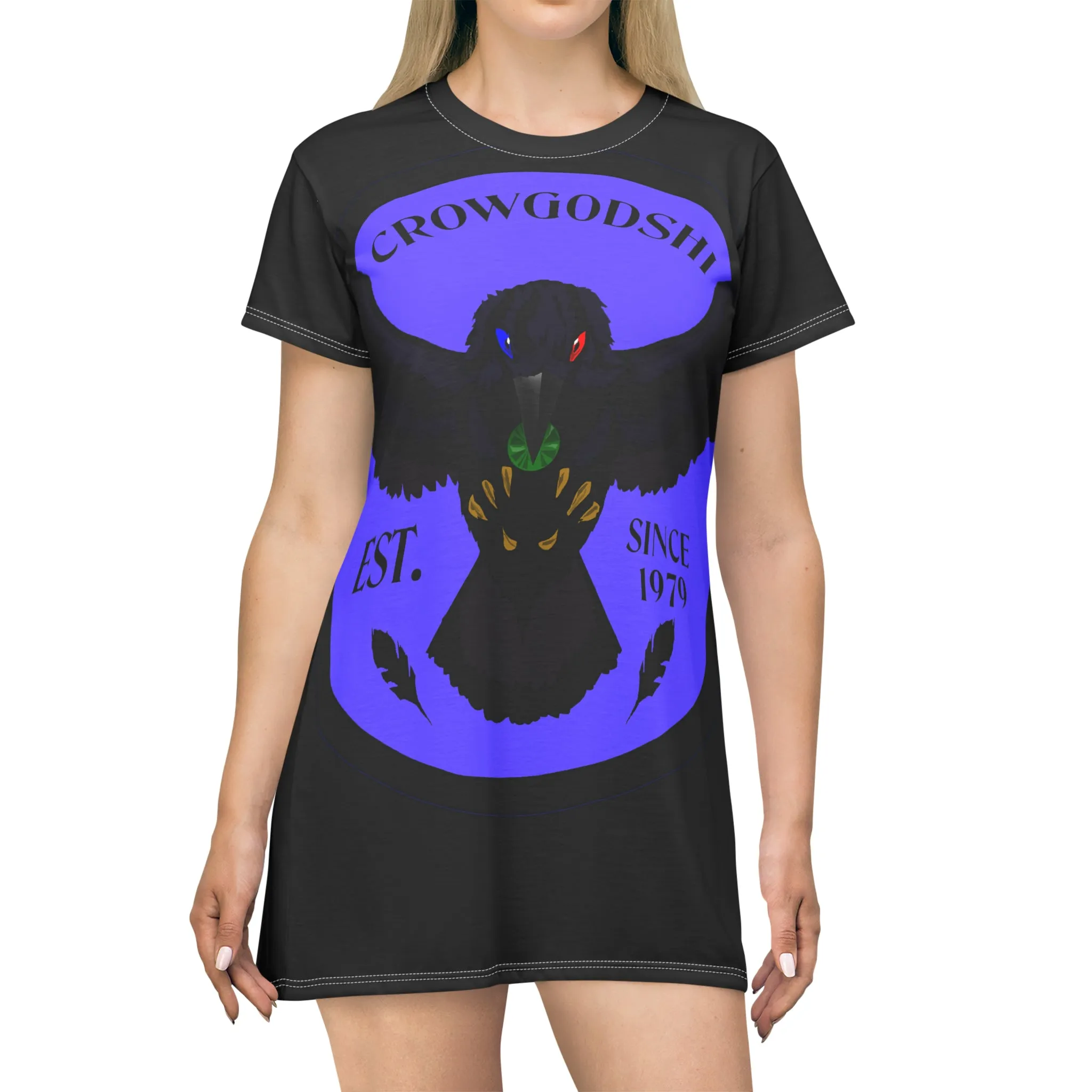 Crowgodshi Symbol T-Shirt Dress, PURPLE LOGO