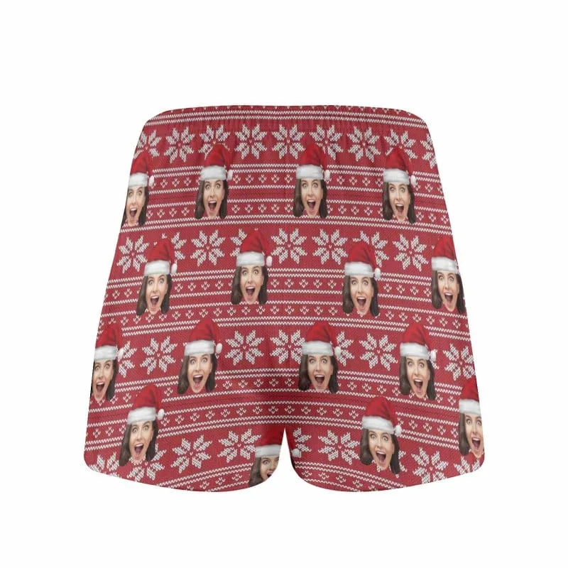 Custom Face Christmas Hat X-mas Boxer Shorts Pure Cotton Shorts for Men