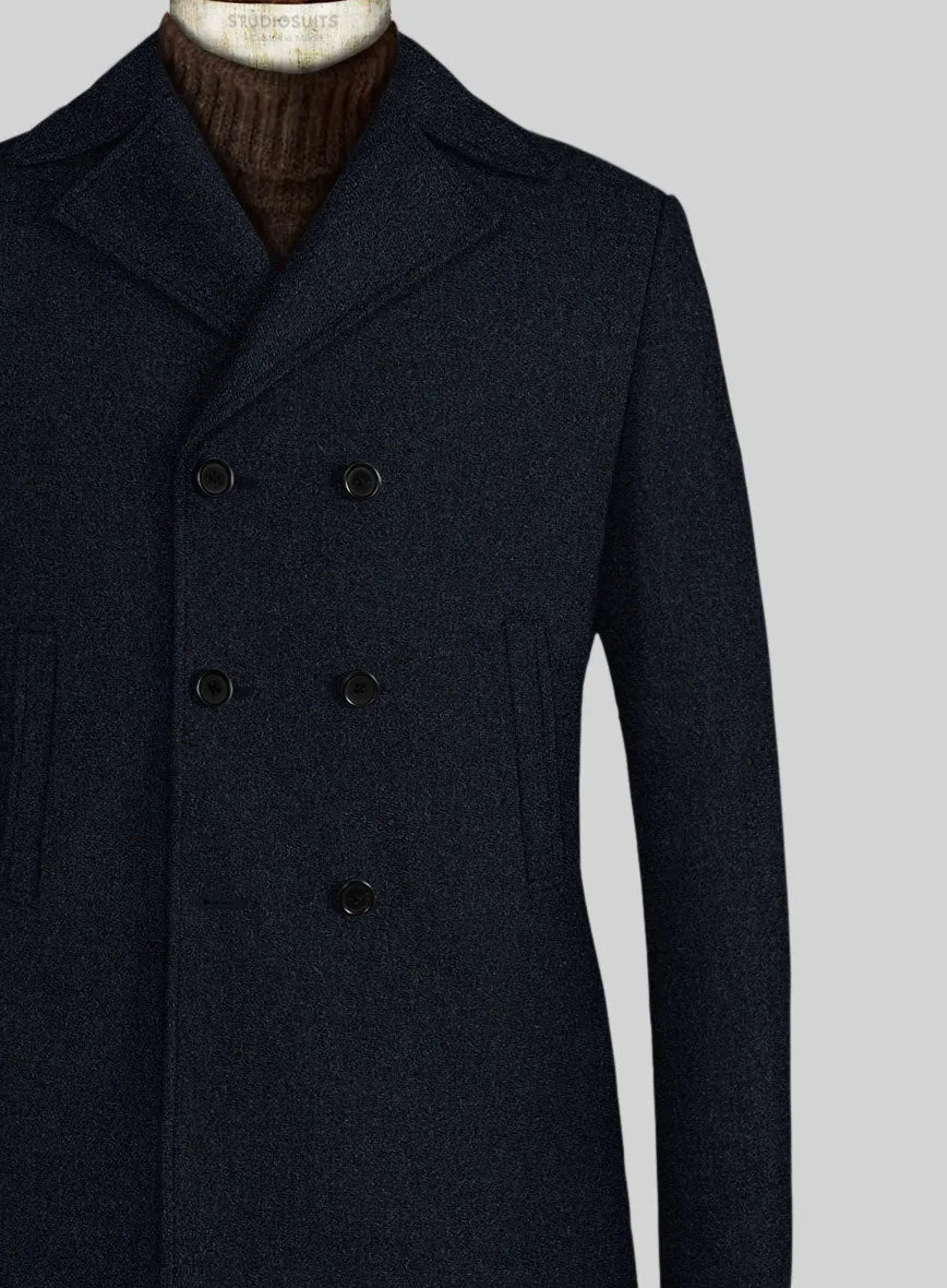 Deep Blue Heavy Tweed Pea Coat