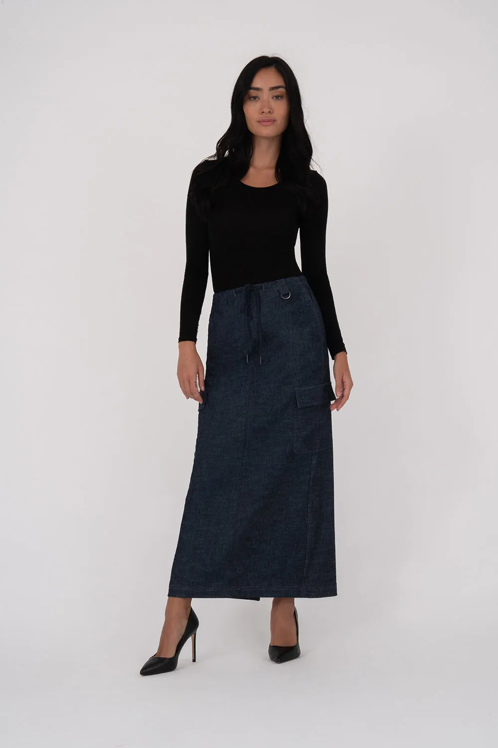 Denim by Nature™ Winnie Maxi Cargo Skirt