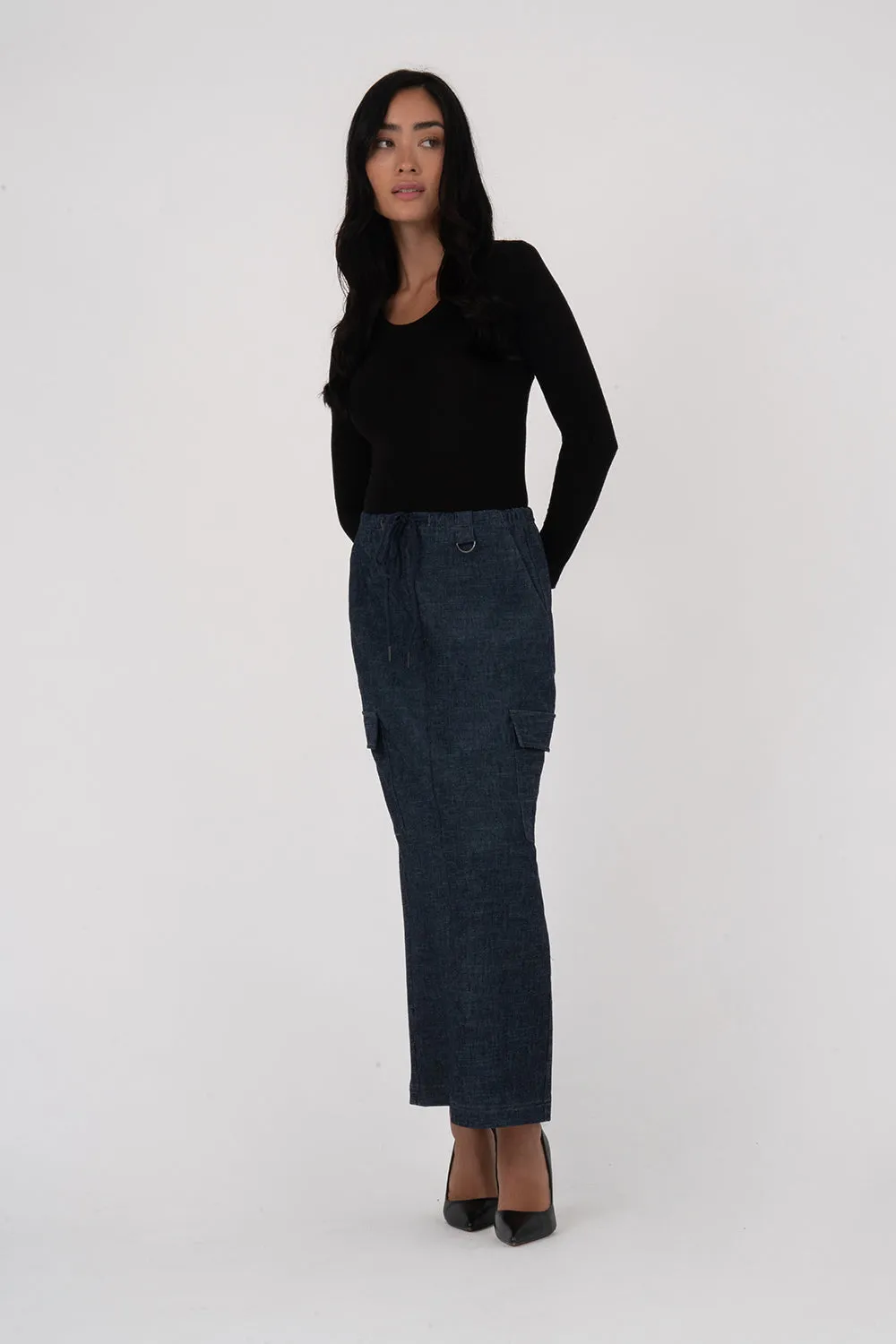 Denim by Nature™ Winnie Maxi Cargo Skirt