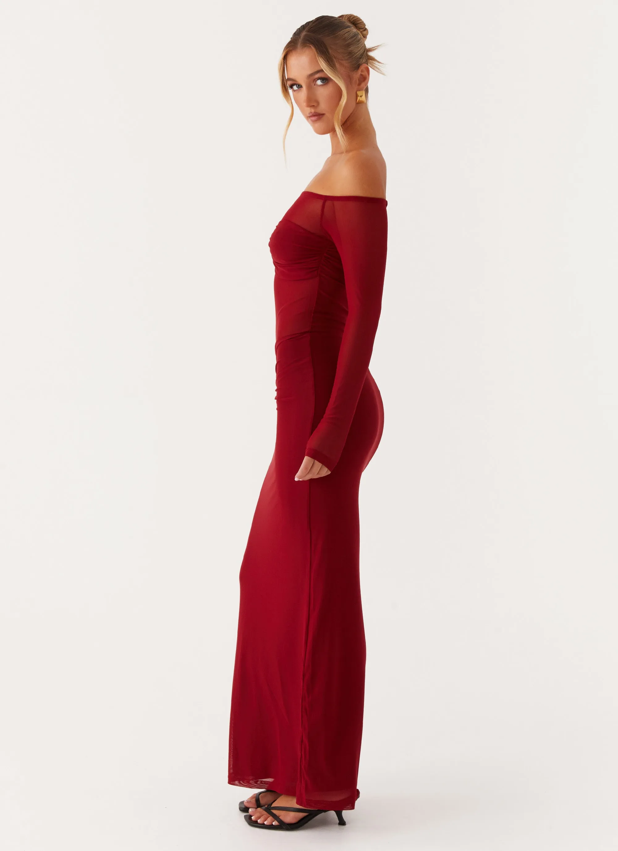 Divine Beauty Mesh Maxi Dress - Maroon