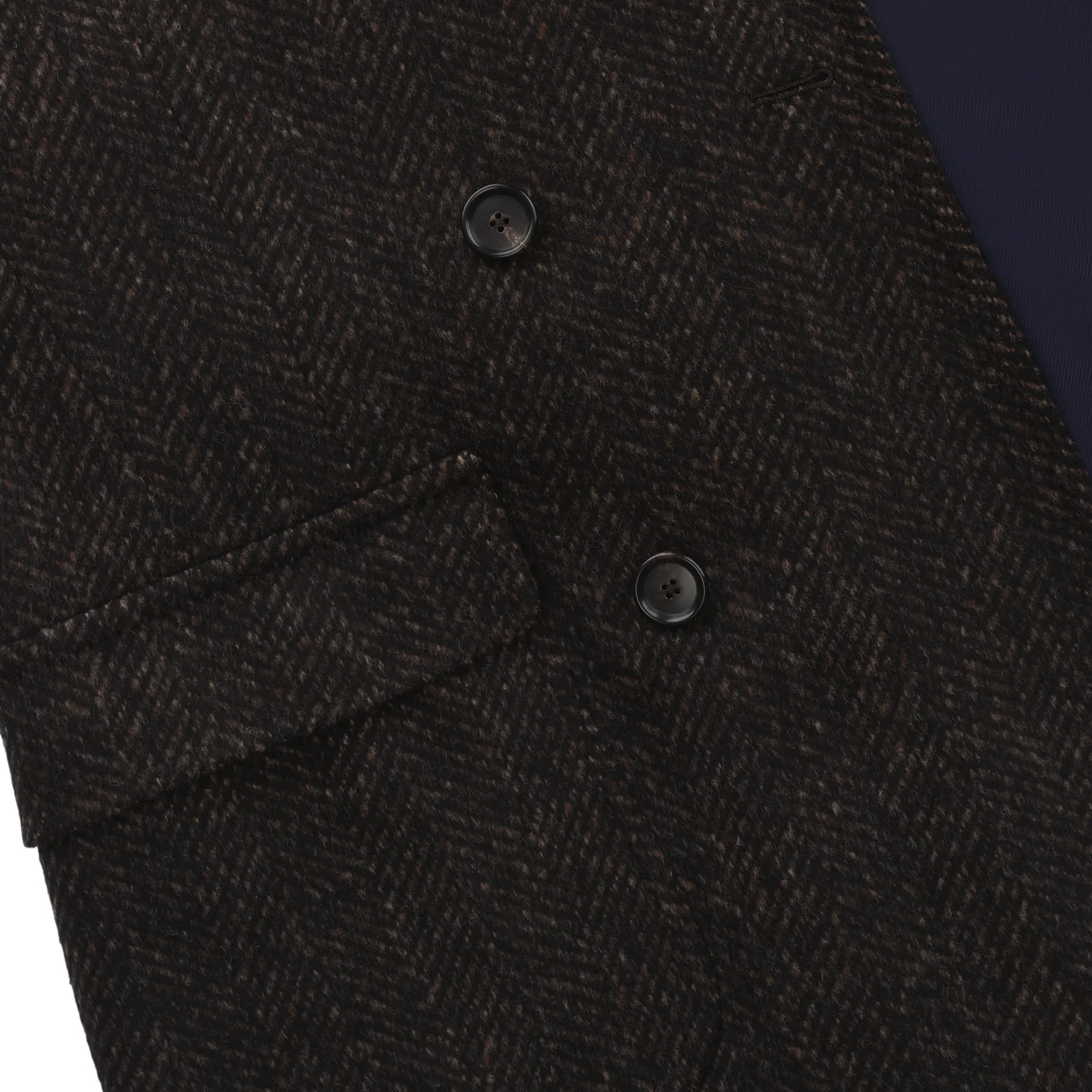 Double-Breasted Herringbone Wool and Alpaca-Blend Coat in Dark Brown. Exclusively Made for Sartale