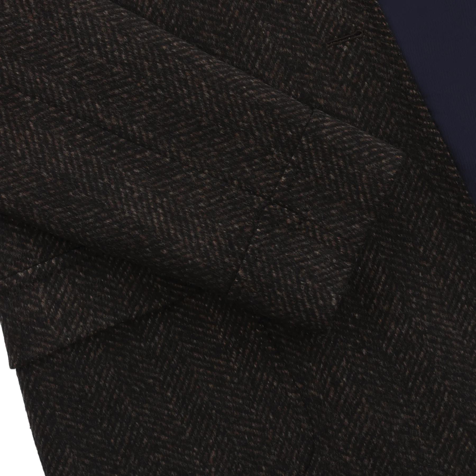 Double-Breasted Herringbone Wool and Alpaca-Blend Coat in Dark Brown. Exclusively Made for Sartale