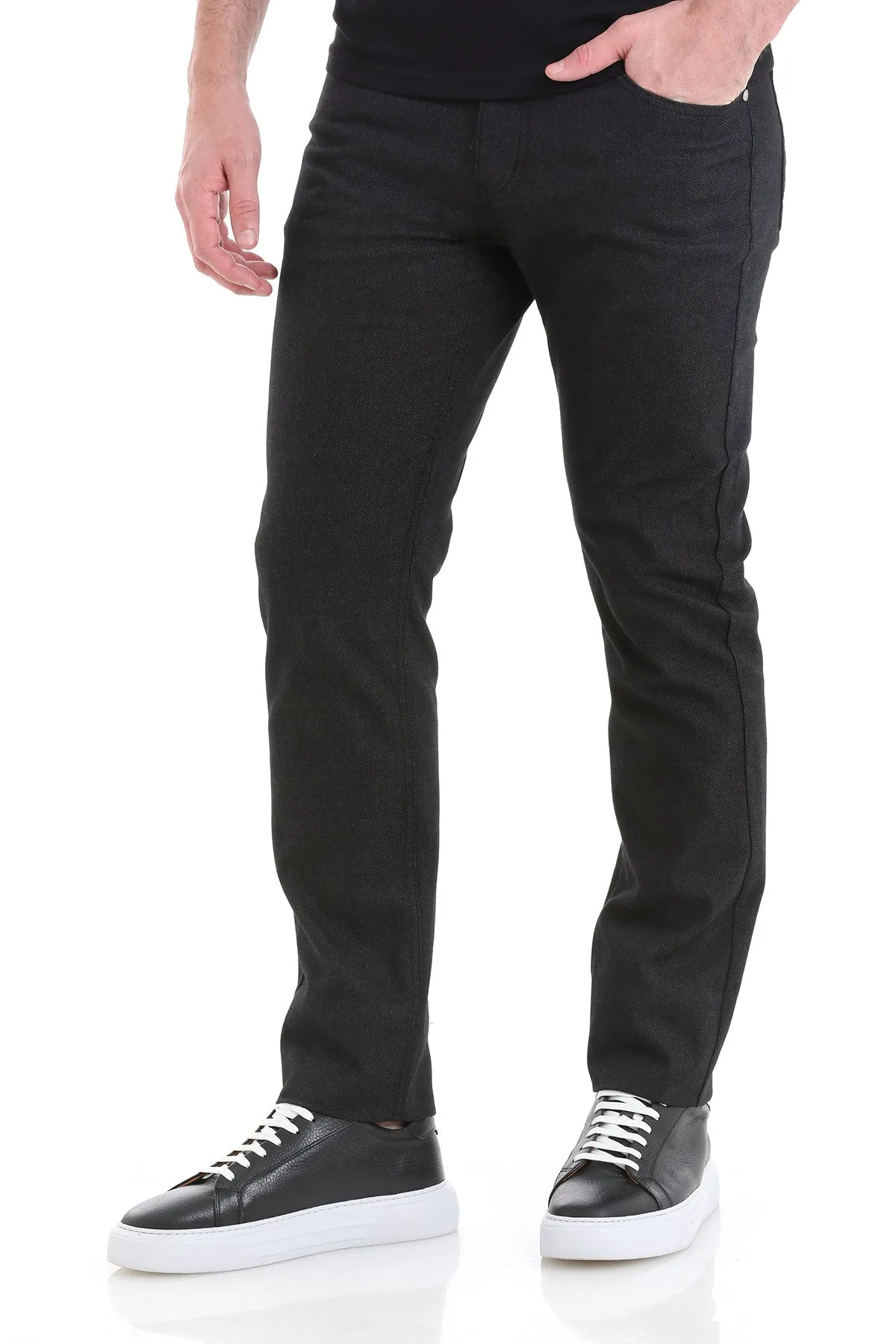 Dynamic Fit 5 Pocket Low Waist Cotton Black Casual Pants