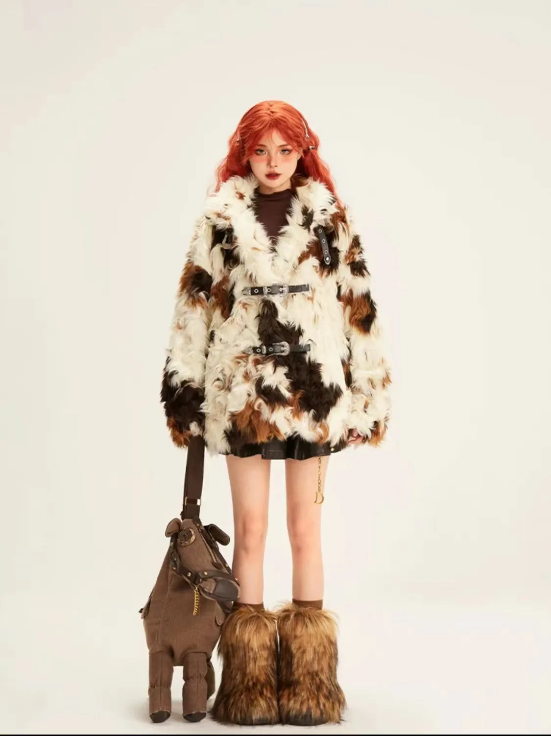 Eclectic Patchwork Faux Fur Coat